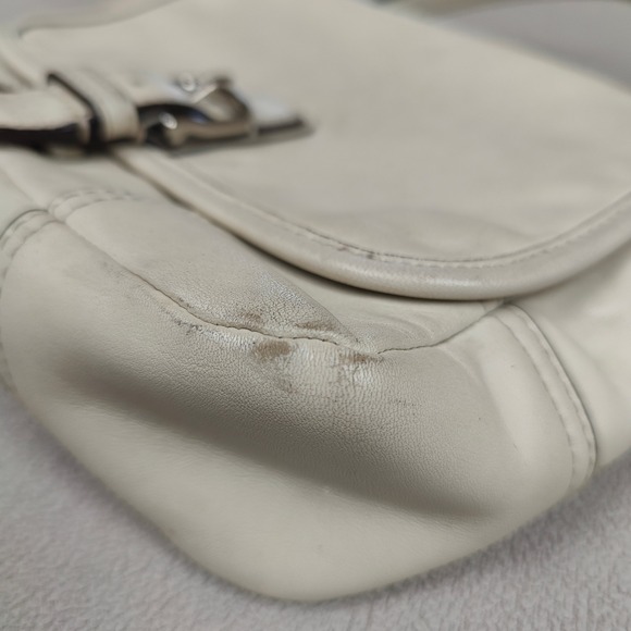Vintage Y2K‎ Coach Hadley Leather Field Bag White Leather Crossbody Small Flap - Picture 6 of 15